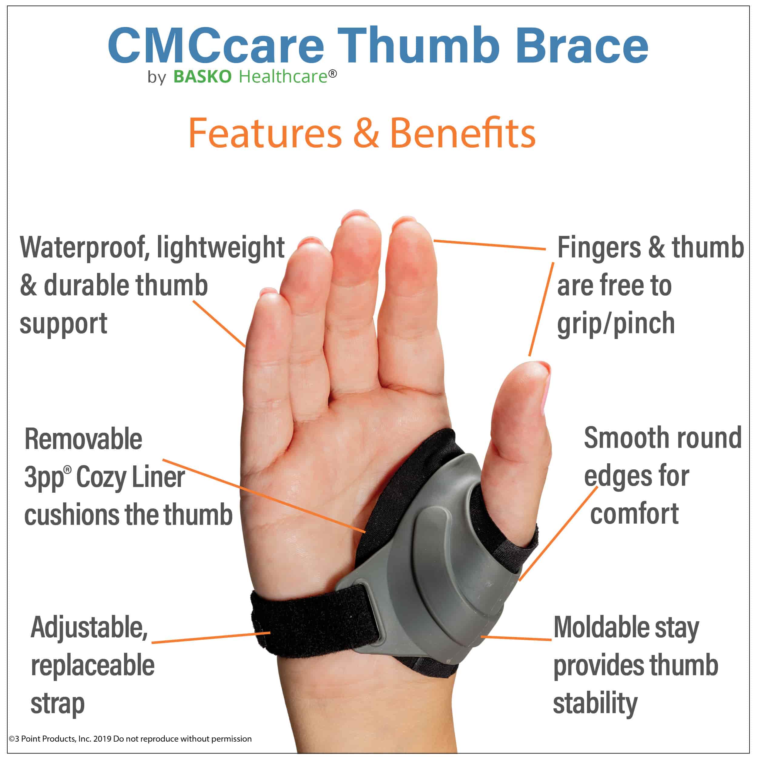 CMC Thumb Brace + 1 Undersleeve, Adjustable, Lightweight